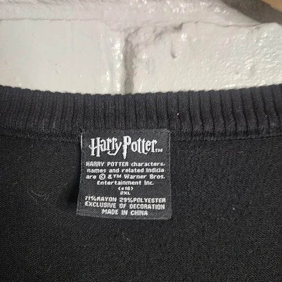 Harry Potter Womens Cardigan 2XL Slytherin Crest Varsity Knit Black - Picture 4 of 7